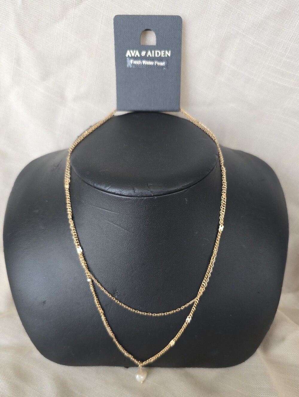 Ava & Aiden Gold Double-Layer Necklace with Pearl